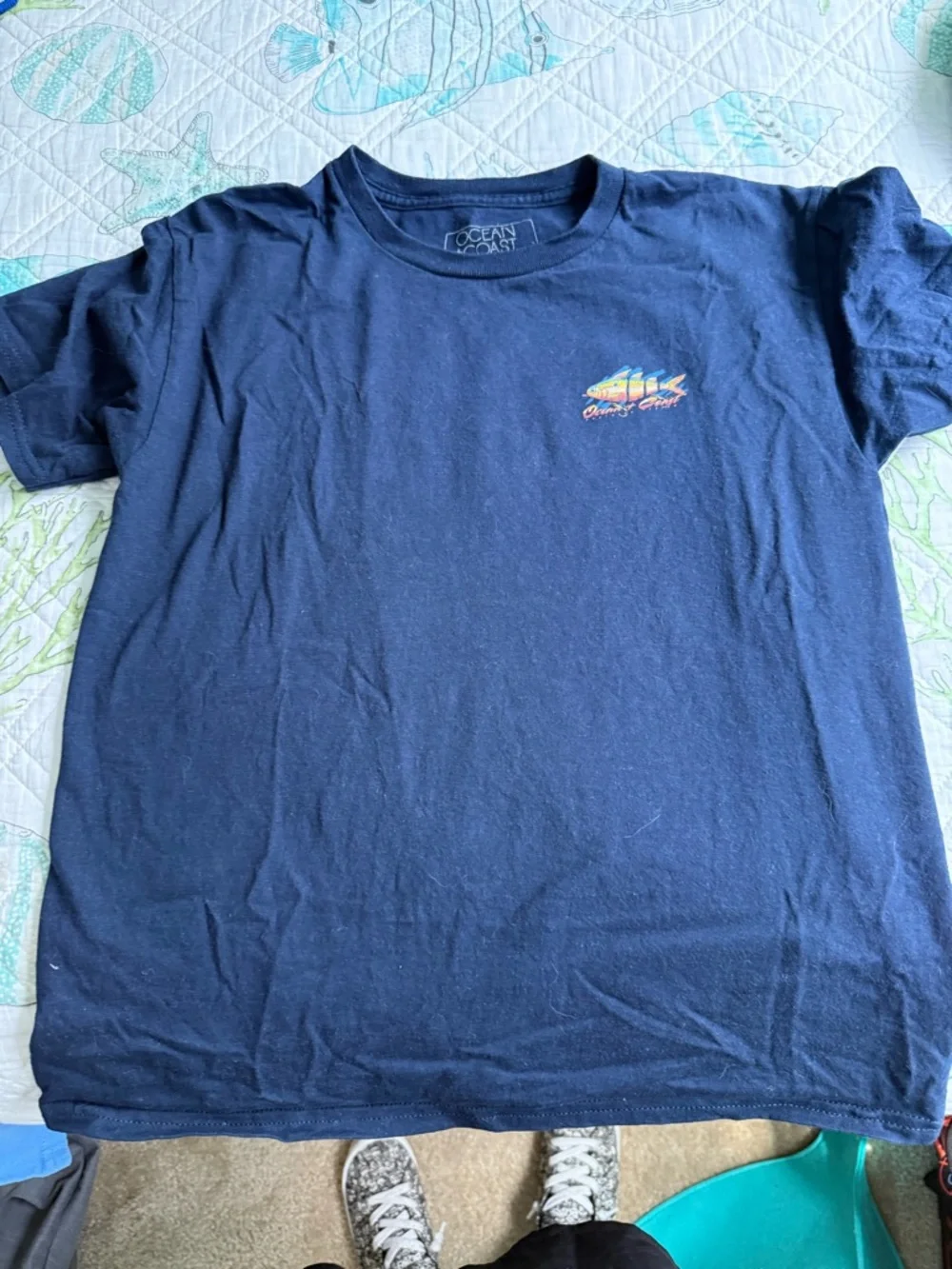Kids large Children’s Place Royal Blue shorts and large Ocean Coast tee-shirt
